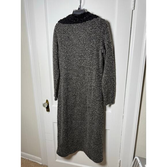 Vintage Y2K Eye Candy Gray Boho Faux Fur Duster Cardigan Whimsygoth Fairy L - Picture 5 of 8
